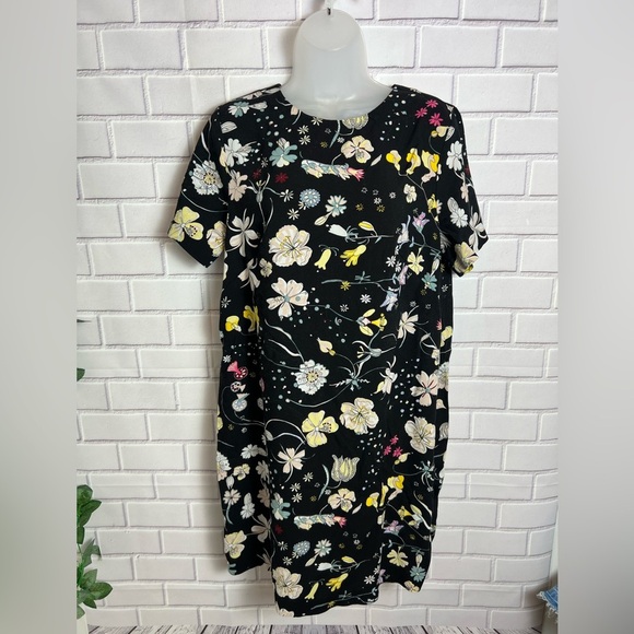 H&M women’s short sleeve Floral Black Dress/size 14 - Picture 1 of 9